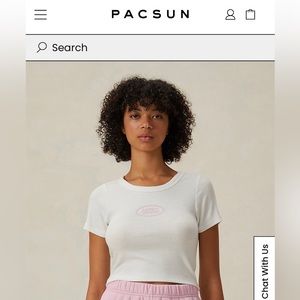Pacsun Landrover white shirt with pink logo size M